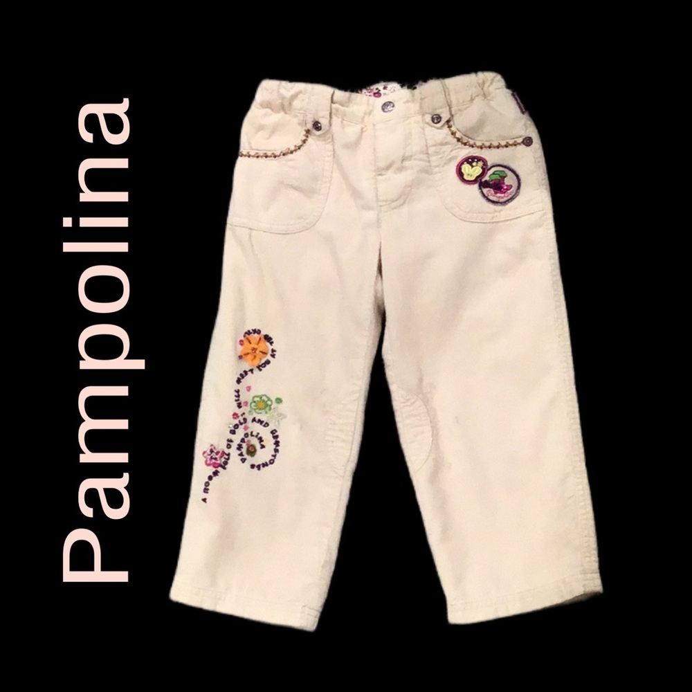 Pampolina Cotton Lined Corduroy Pants, Embellished, Size 3T‎